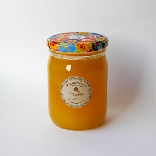 Цветочный мёд в стеклянной банке, 0,5 л.